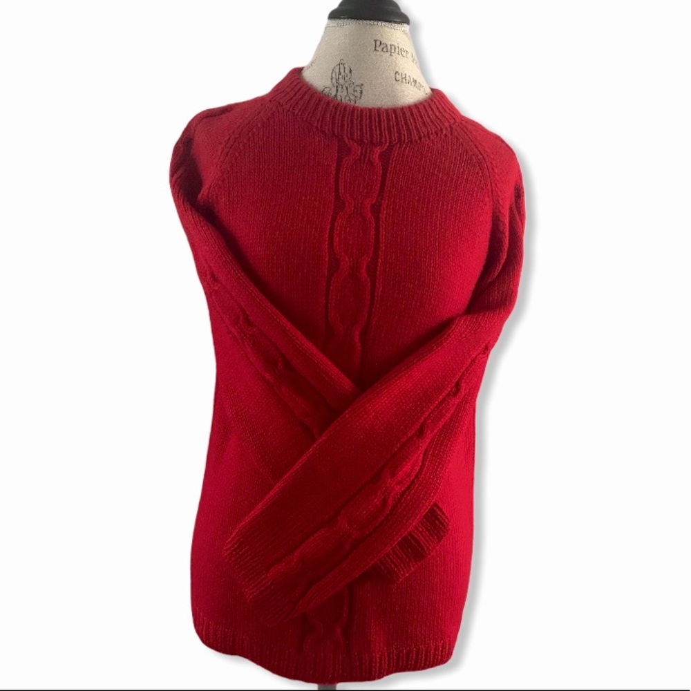 HANDMADE Vibrant Red Knit Sweater Made By Grandma